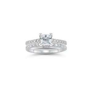  1.60 Cts Diamond Bridal Ring Set in 14K White Gold 6.5 