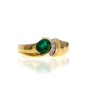  1.03 Carat Emerald & Diamond Ring 18k Yellow Gold: Jewelry