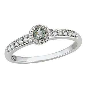   Gold 1/10 ctw Diamond (H I J, I1 I2) and Green Sapphire Ring: Jewelry