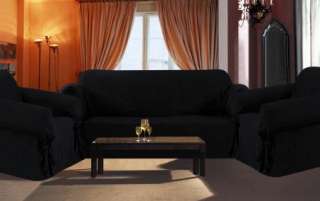 New Black Soft Suede Slipcover Sofa or Loveseat or Arm Chair Cover 