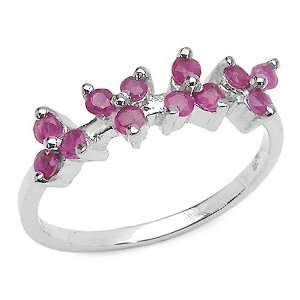  0.60 Carat Genuine Ruby Sterling Silver Ring: Jewelry