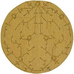 Hand woven Flat weave Gold Wool Rug (59 Round)  Overstock