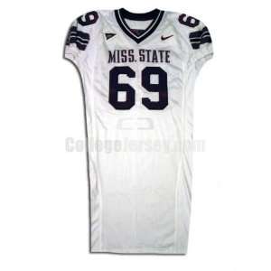 White No. 69 Game Used Mississippi State Nike Football Jersey  