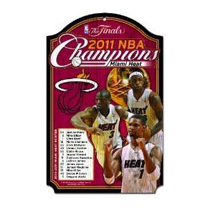 NBA Miami Heat 2011 World Champions 11 by 17 Wood Sign Player 