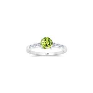  0.11 Cts Diamond & 1.22 Cts Peridot Engagement Ring in 14K 