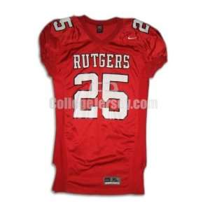  Red No. 25 Game Used Rutgers Nike Football Jersey Sports 