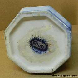 Antiq c1860 Blue White Romantic Scenic Pottery Pitcher  