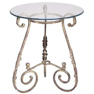  Aged Gold Wrought Iron Side Table
