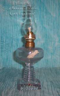 1878 OPTIC Mini Oil/Kerosene Night Lamp w/Chimney Turning PURPLE 