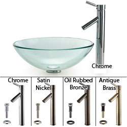  Clear Glass Vessel Sink and Sheven Bathroom Faucet  Overstock