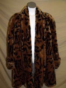 Vtg Monterey Plush Faux Fur Animal Print Swing Coat L  