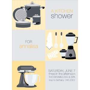  3 Squares Kitchen Shower Yellow Invitations