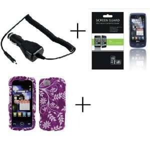 LG GS505 Purple Flower Leaf Premium Designer Hard Protector Case 