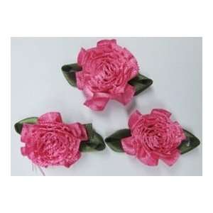   Hot Pink Cabbage Fabric Flowers Appliques Wx3: Arts, Crafts & Sewing