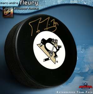 MARC ANDRE FLEURY Signed Pittsburgh Penguins Puck  