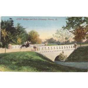   Postcard Bridge and Park Driveway Peoria Illinois 