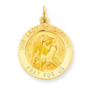  14k Gold Our Lady of Sorrows Medal Pendant Jewelry