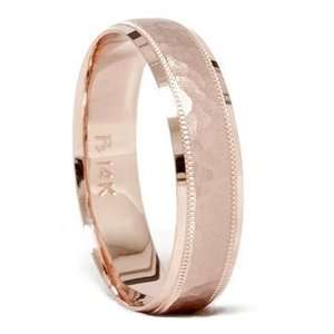  Hammered Wedding Band 14K Rose Gold Jewelry