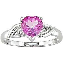 10k White Gold Pink Topaz and Diamond Ring  Overstock