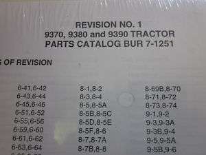 Case 9370 9380 9390 Tractors parts catalog Revisions  