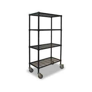 Storelogic 2HDK6 Wire Cart, 4 Shelf, 60x24x70, Black  