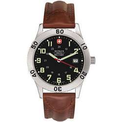 Wenger Mens Grenadier Brown Leather Strap Watch  Overstock
