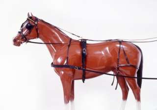 Leather Horse Harness w/Gold BrowbandCobBlackNEW  