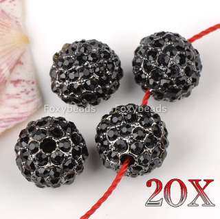   10mm Black Crystal Loose Pave Disco Ball Spacer Jewelry Bead  