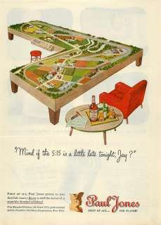 1946 Toy Railroad, Paul Jones Whiskey   Vintage Color Ad  