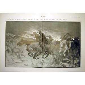  Boer Patrol Veldt Fire Africa War Troops Old Print 1902 