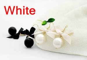Gk4430 New Fashion Jewelry Korea Bowtie Pearl Like Earrings White 