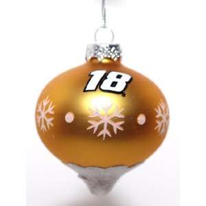  NASCAR #18 Teardrop Snowflake Yellow Ornament Everything 