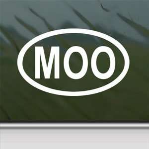  MOO Oval Cow Lover White Sticker Car Vinyl Window Laptop 
