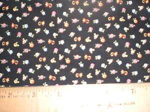 Cotton Fabric mini flowers all on black Mary Engelbreit, 2000  