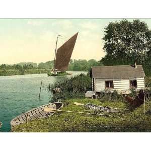 Vintage Travel Poster   Eel fishers hut on the Bore (i.e. Bure River 