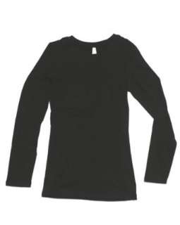  Ladies Black Plain Long Sleeve T Shirt Crew Neck Clothing