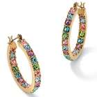 PalmBeach Jewelry Multi Color Crystal Hoop Earrings