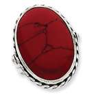 goldia Sterling Silver Antiqued Oval Red Stone Ring Size 7