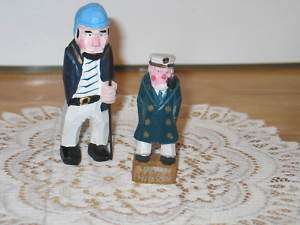SET OF TWO HAND CARVED FISHERMAN FIGURINES  