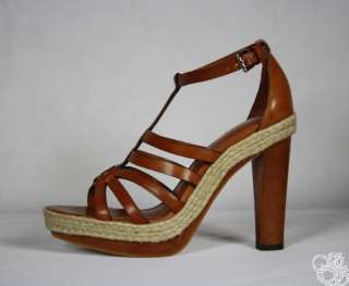 COACH Delanie Veg Cognac Leather Heels Womens Shoes New A3153  