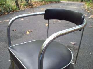   Metal Tube Frame+Black Chairs 1930s Deco Style Furniture  