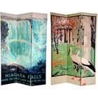   ft. Tall Double Sided Chinese Landscapes Canvas Room Divider   3 Panel