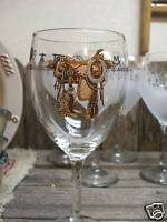Western Decor Glassware Saddle Rodeo Dishes15 1/2 Wine  