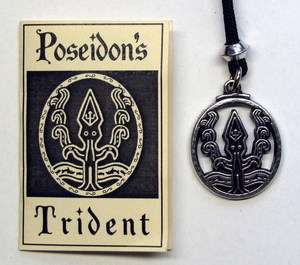 POSEIDONS TRIDENT PENDANT necklace Greek god pagan pewter  