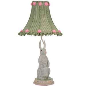   Bunny Lamp with Green Check Ruffled Shade