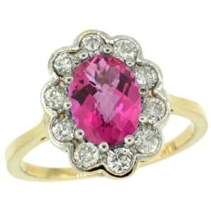  Engagement Pink Topaz Ring w/ 0.58 Carat Brilliant Cut ( H I Color 