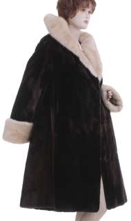 Couture Fashion A Line Sheared Alaska & Mink Fur Swing Coat  