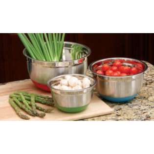 COOKPRO 797 Steel Mixing Bowl 3pc Set Colorful Non Skid Base at  