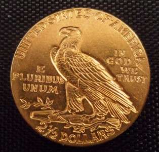 1913 INDIAN HEAD QUARTER EAGLE $2.5 1/2 DOLLAR GOLD COIN NICE GENUINE 