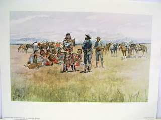 Chas M Russell Print  Indians & Scouts Talking 1958  